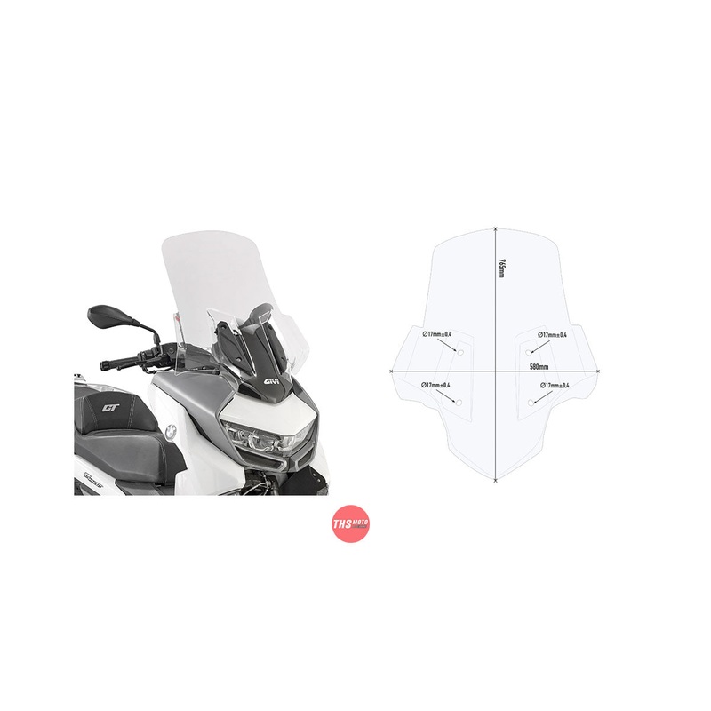 Givi Screen Bmw C400Gt '19-> Clear 76.5X58cm (Needs D5132Kit)