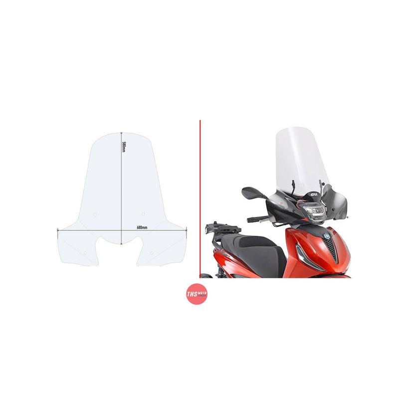 Givi Screen Piaggio Beverly 300-400 Hpe '21-> Clear 58X68cm (A5616A)