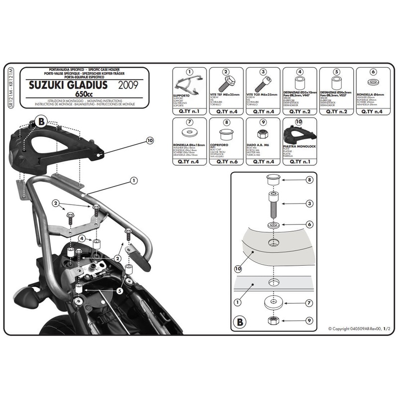 Givi Top Box Mounting Kit MONOLOCK SUZUKI GLADIUS 650 '09-'16