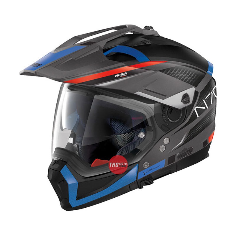 Nolan Helmet N70-2X Earthquake Flat Lava Grey / Blue Red Size Medium