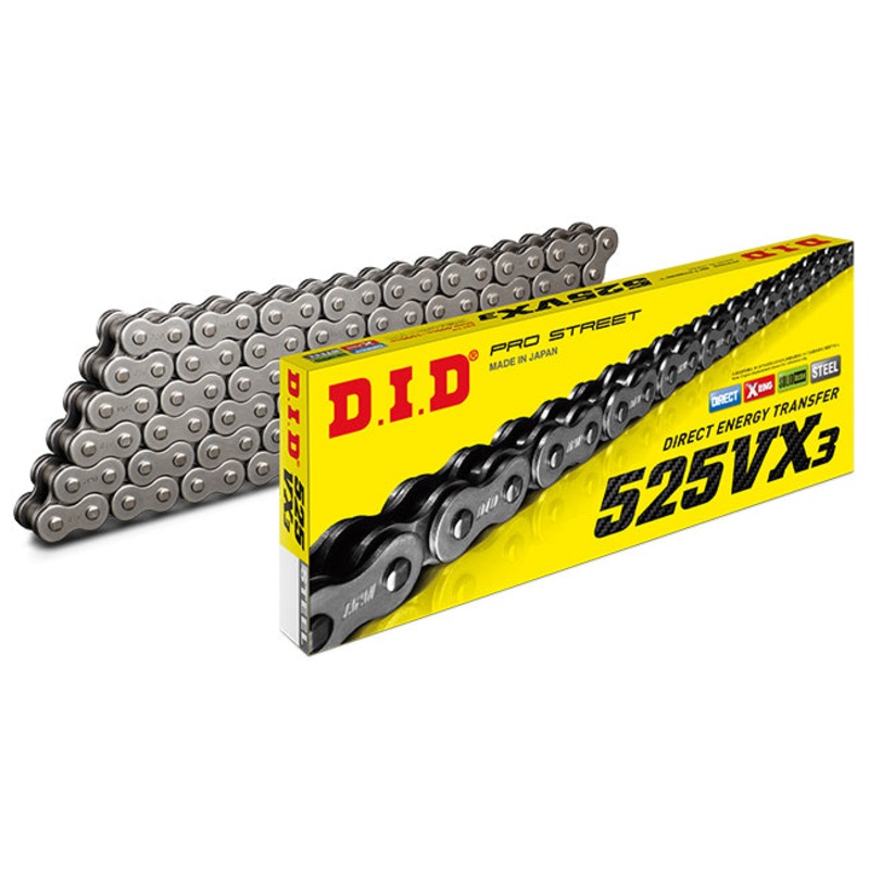 525VX3 x 120ZB ZJ X'Ring solid bush DID chain w/rivet