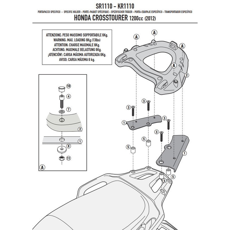 Givi Top Box Mounting Kit Monokey Honda Crosstourer VFR1200X '12- SR1110